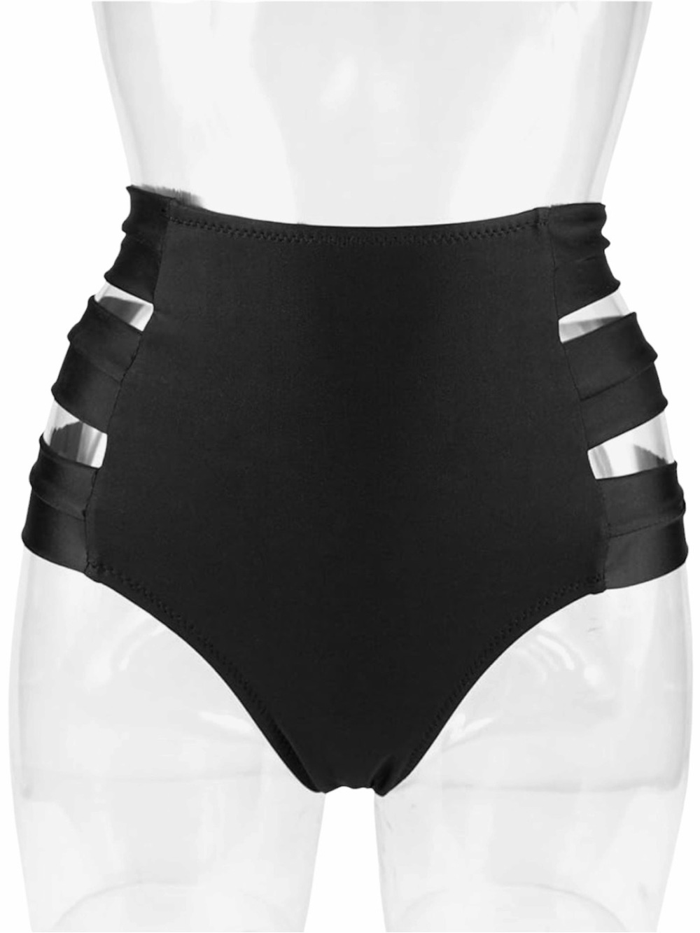 COCOSHIP Women's High Waist Wide Side Straps Bikini Bottom Scrunch Ruched Brief